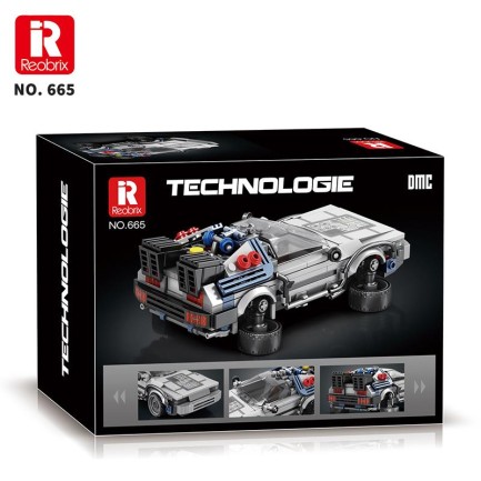 Reobrix Technic 665 Geleceğe Dönüş DeLorean DMC (Back To the Future) Yaratıcı Yapı Blok Seti Building Blocks - 405 Parça - Thumbnail