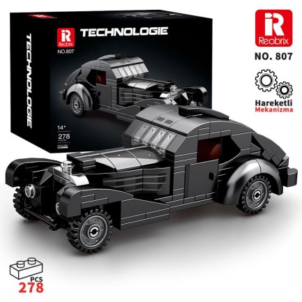 Reobrix - Reobrix Creator 807 Bugatti Type 57SC Atlantic Klasik Araba Yaratıcı Yapı Blok Seti Building Blocks - 278 Parça
