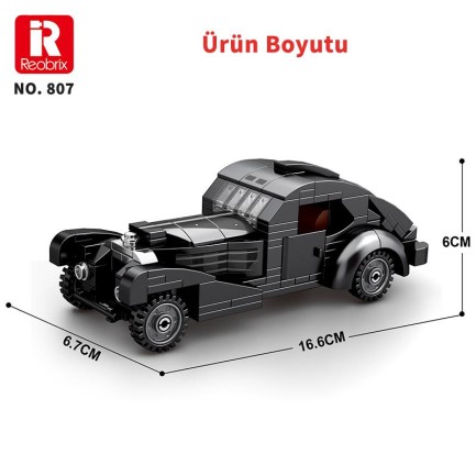 Reobrix Creator 807 Bugatti Type 57SC Atlantic Klasik Araba Yaratıcı Yapı Blok Seti Building Blocks - 278 Parça - Thumbnail