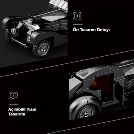 Reobrix Creator 807 Bugatti Type 57SC Atlantic Klasik Araba Yaratıcı Yapı Blok Seti Building Blocks - 278 Parça - Thumbnail