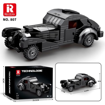 Reobrix Creator 807 Bugatti Type 57SC Atlantic Klasik Araba Yaratıcı Yapı Blok Seti Building Blocks - 278 Parça - Thumbnail