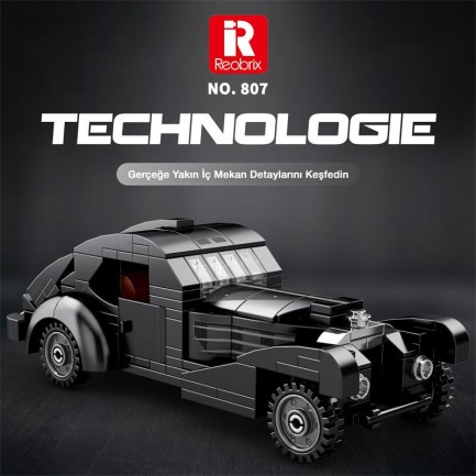 Reobrix Creator 807 Bugatti Type 57SC Atlantic Klasik Araba Yaratıcı Yapı Blok Seti Building Blocks - 278 Parça - Thumbnail