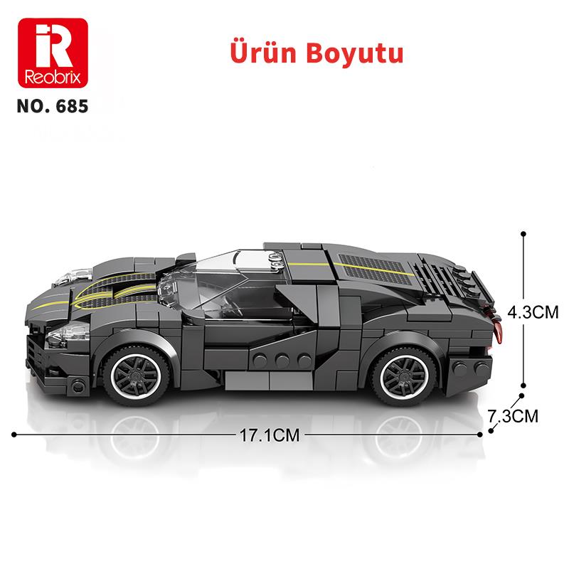 Reobrix Sports Car Bugatti's La Voiture Noire 685 Brick Yapım Seti