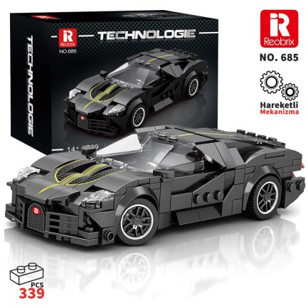Reobrix - Reobrix Creator 685 Bugatti La Voiture Noire Spor Araba Yaratıcı Yapı Blok Seti Building Blocks - 339 Parça
