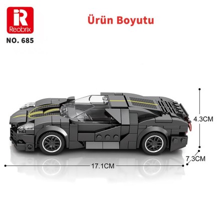 Reobrix Creator 685 Bugatti La Voiture Noire Spor Araba Yaratıcı Yapı Blok Seti Building Blocks - 339 Parça - Thumbnail