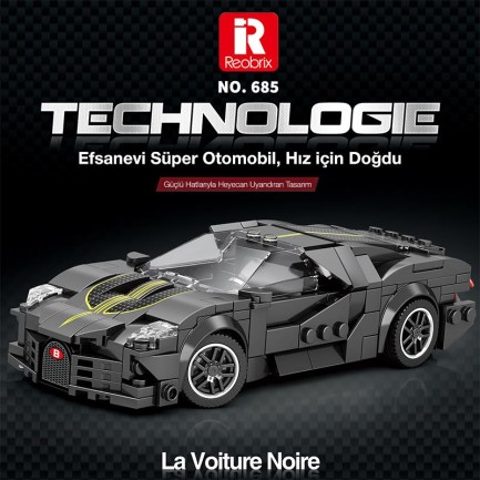 Reobrix Creator 685 Bugatti La Voiture Noire Spor Araba Yaratıcı Yapı Blok Seti Building Blocks - 339 Parça - Thumbnail