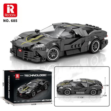 Reobrix Creator 685 Bugatti La Voiture Noire Spor Araba Yaratıcı Yapı Blok Seti Building Blocks - 339 Parça - Thumbnail