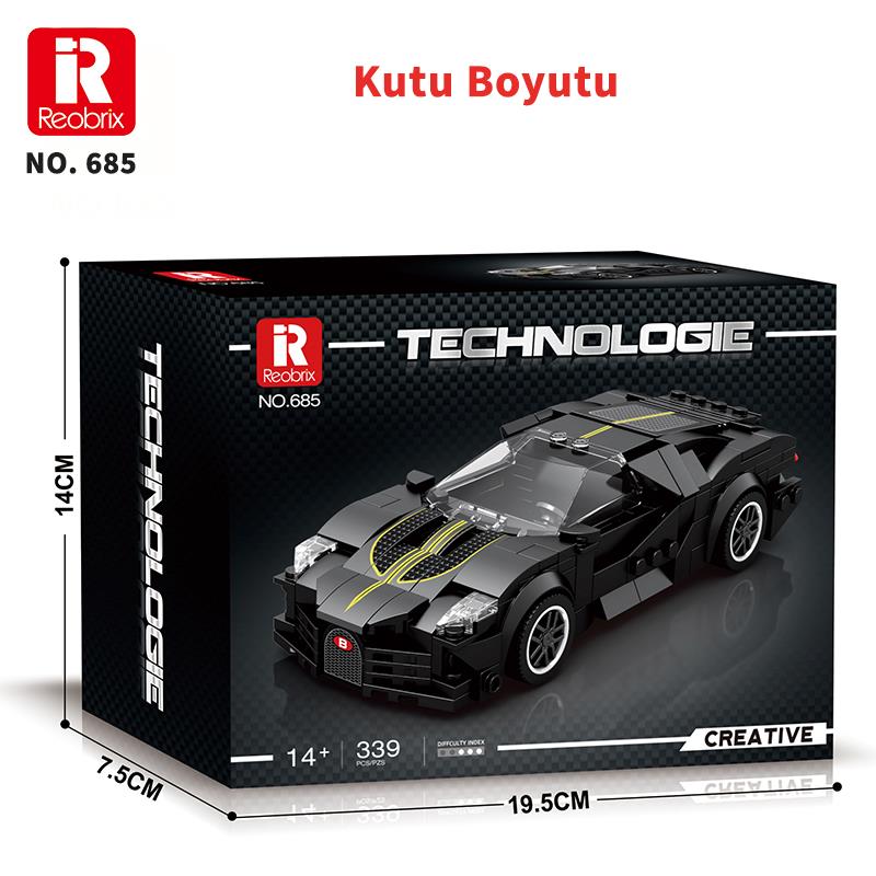 Reobrix Creator 685 Bugatti La Voiture Noire Spor Araba Yaratıcı Yapı Blok Seti Building Blocks - 339 Parça