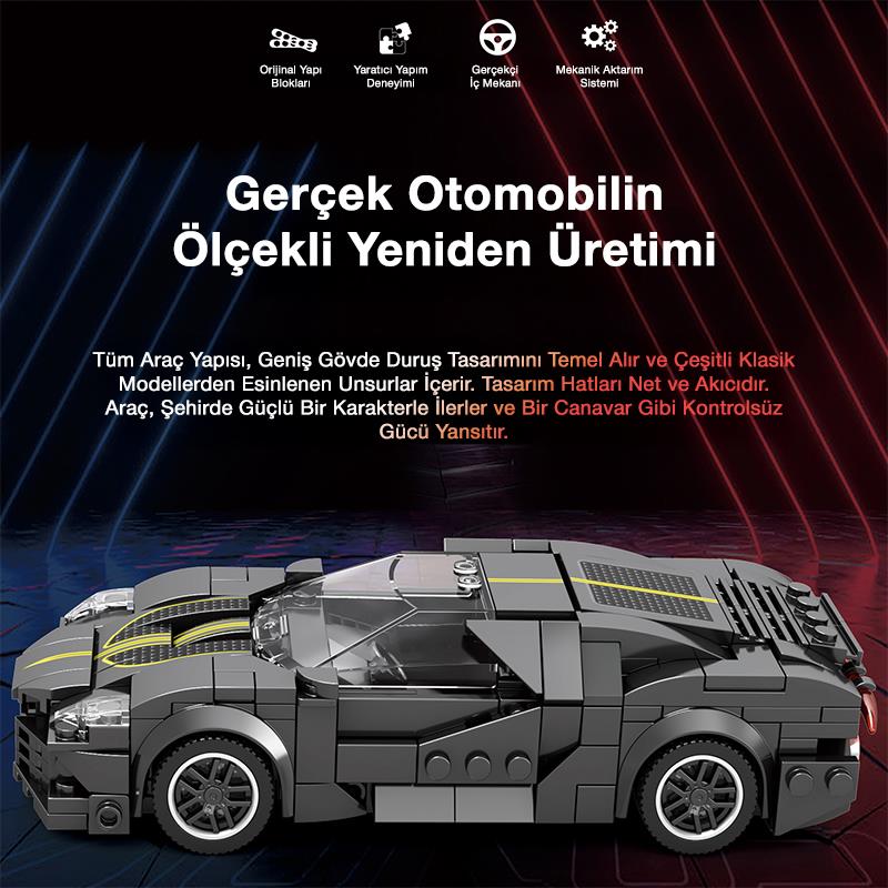 Reobrix Creator 685 Bugatti La Voiture Noire Spor Araba Yaratıcı Yapı Blok Seti Building Blocks - 339 Parça