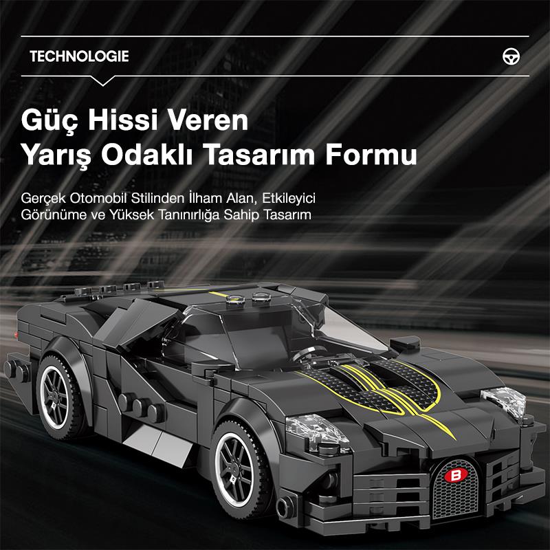 Reobrix Creator 685 Bugatti La Voiture Noire Spor Araba Yaratıcı Yapı Blok Seti Building Blocks - 339 Parça