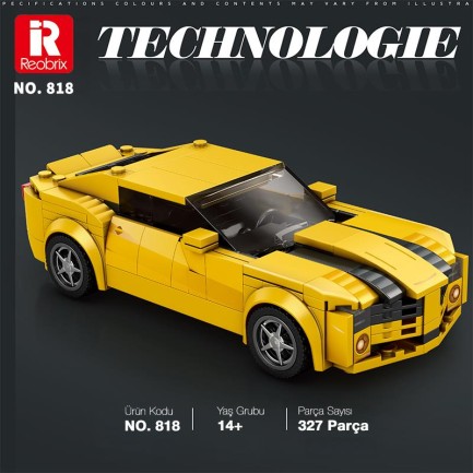 Reobrix Creator 818 Chevrolet Camaro Spor Araba Yaratıcı Yapı Blok Seti Building Blocks - 327 Parça - Thumbnail