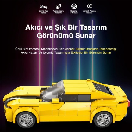 Reobrix Creator 818 Chevrolet Camaro Spor Araba Yaratıcı Yapı Blok Seti Building Blocks - 327 Parça - Thumbnail