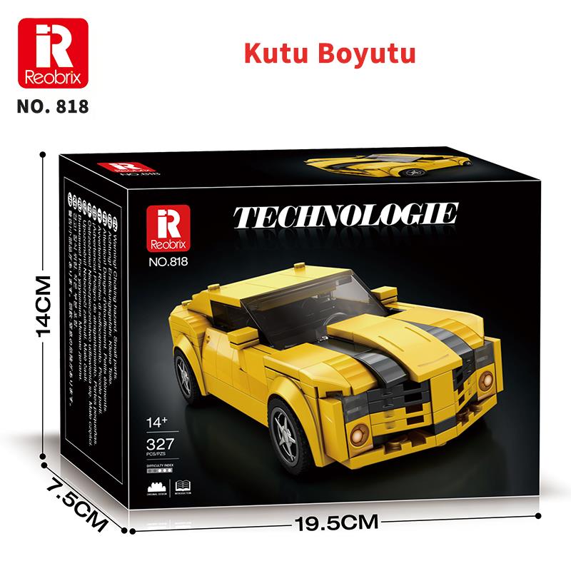 Reobrix Creator 818 Chevrolet Camaro Spor Araba Yaratıcı Yapı Blok Seti Building Blocks - 327 Parça