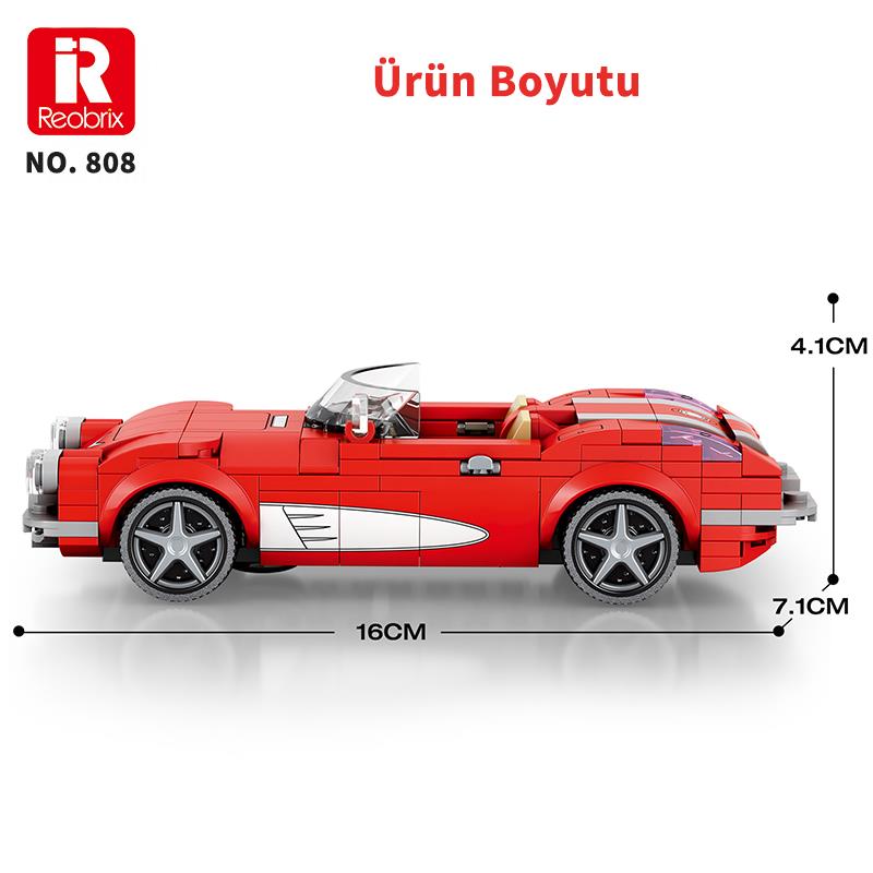 Reobrix Creator 808 Chevrolet Corvette C1 Spor Araba Yaratıcı Yapı Blok Seti Building Blocks - 311 Parça
