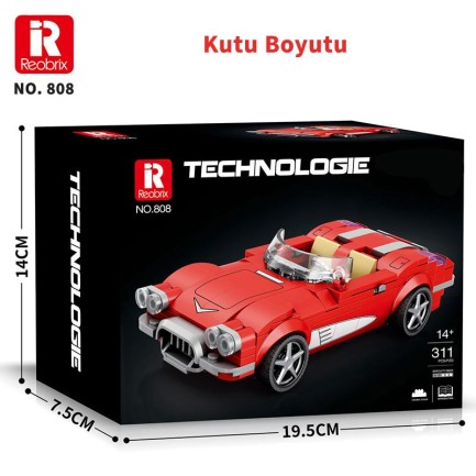 Reobrix Creator 808 Chevrolet Corvette C1 Spor Araba Yaratıcı Yapı Blok Seti Building Blocks - 311 Parça - Thumbnail
