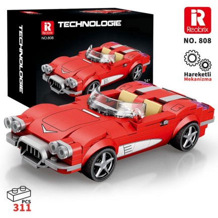 Reobrix - Reobrix Creator 808 Chevrolet Corvette C1 Spor Araba Yaratıcı Yapı Blok Seti Building Blocks - 311 Parça