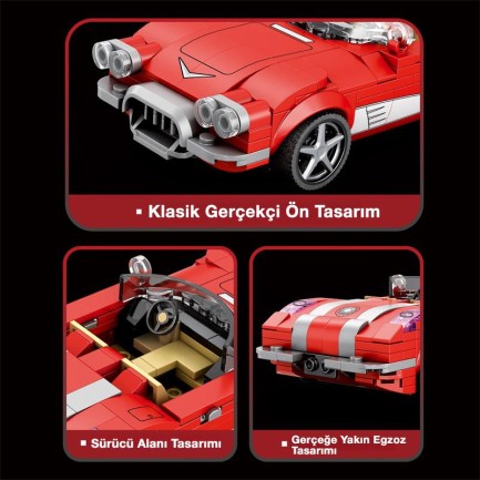 Reobrix Creator 808 Chevrolet Corvette C1 Spor Araba Yaratıcı Yapı Blok Seti Building Blocks - 311 Parça - Thumbnail