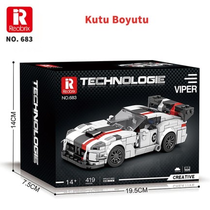 Reobrix Creator 683 Dodge Viper Spor Araba Yaratıcı Yapı Blok Seti Building Blocks - 419 Parça - Thumbnail