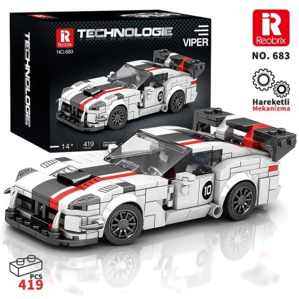 Reobrix - Reobrix Creator 683 Dodge Viper Spor Araba Yaratıcı Yapı Blok Seti Building Blocks - 419 Parça