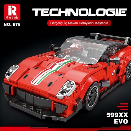Reobrix Creator 676 Ferrari 599XX Spor Araba Yaratıcı Yapı Blok Seti Building Blocks - 413 Parça - Thumbnail