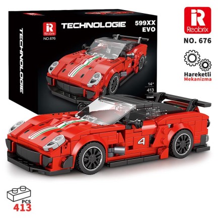 Reobrix - Reobrix Creator 676 Ferrari 599XX Spor Araba Yaratıcı Yapı Blok Seti Building Blocks - 413 Parça