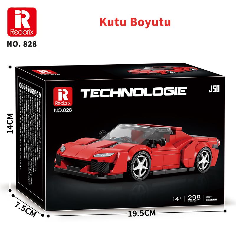 Reobrix Technic 828 Ferrari J50 Spor Araba Yaratıcı Yapı Blok Seti Building Blocks - 298 Parça