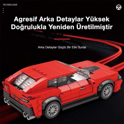 Reobrix Technic 689 Ferrari Purosangue Spor Araba Yaratıcı Yapı Blok Seti Building Blocks - 416 Parça - Thumbnail