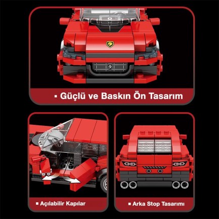 Reobrix Technic 689 Ferrari Purosangue Spor Araba Yaratıcı Yapı Blok Seti Building Blocks - 416 Parça - Thumbnail