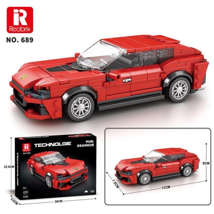 Reobrix Technic 689 Ferrari Purosangue Spor Araba Yaratıcı Yapı Blok Seti Building Blocks - 416 Parça - Thumbnail