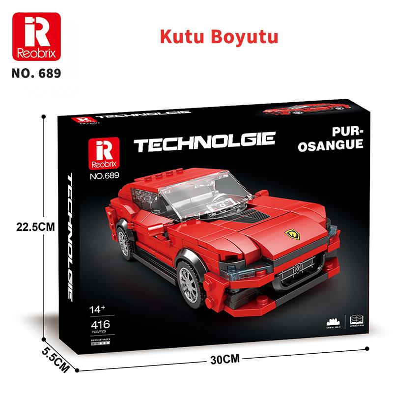 Reobrix Technic 689 Ferrari Purosangue Spor Araba Yaratıcı Yapı Blok Seti Building Blocks - 416 Parça