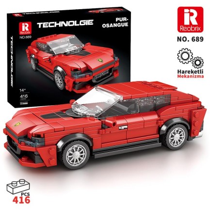 Reobrix - Reobrix Technic 689 Ferrari Purosangue Spor Araba Yaratıcı Yapı Blok Seti Building Blocks - 416 Parça