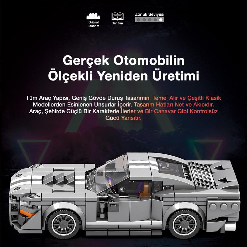 Reobrix Creator 682 Ford Shelby GT500 Spor Araba Yaratıcı Yapı Blok Seti Building Blocks - 476 Parça