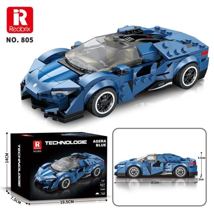 Reobrix Creator 805 Koenigsegg Agera Mavi Spor Araba Yaratıcı Yapı Blok Seti Building Blocks - 298 Parça - Thumbnail
