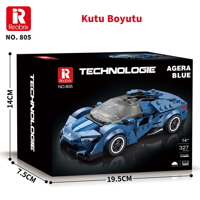 Reobrix Creator 805 Koenigsegg Agera Mavi Spor Araba Yaratıcı Yapı Blok Seti Building Blocks - 298 Parça
