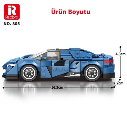 Reobrix Creator 805 Koenigsegg Agera Mavi Spor Araba Yaratıcı Yapı Blok Seti Building Blocks - 298 Parça - Thumbnail