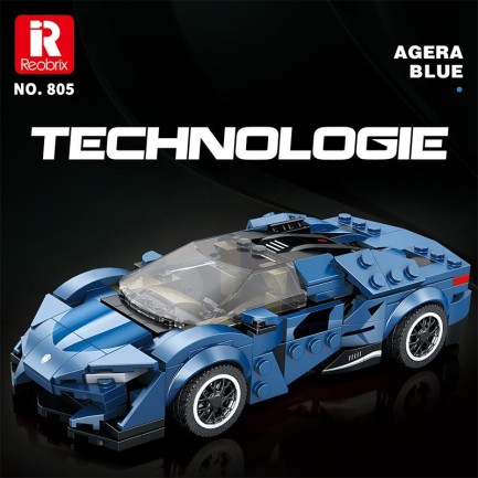Reobrix Creator 805 Koenigsegg Agera Mavi Spor Araba Yaratıcı Yapı Blok Seti Building Blocks - 298 Parça - Thumbnail