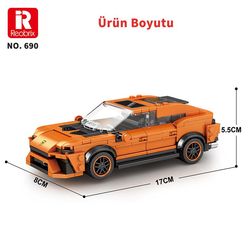 Reobrix Sports Car Lamborghini Urus 690 Brick Yapım Seti