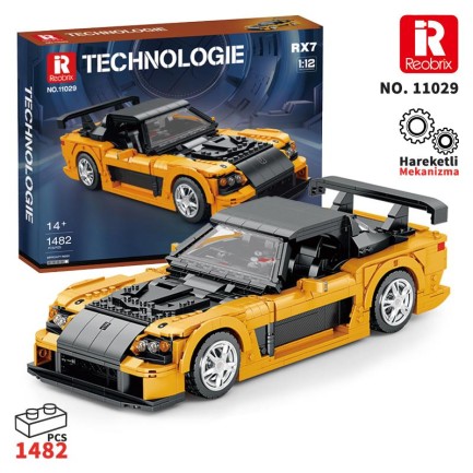 Reobrix - Reobrix Technic 11029 Mazda RX-7 Araba Yaratıcı Yapı Blok Seti Building Blocks - 1482 Parça