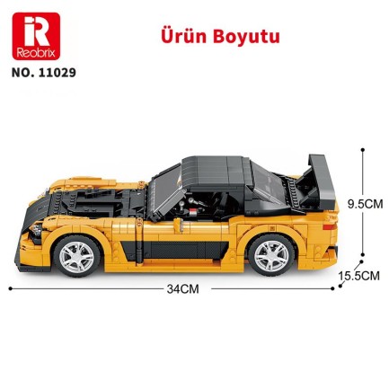 Reobrix Technic 11029 Mazda RX-7 Araba Yaratıcı Yapı Blok Seti Building Blocks - 1482 Parça - Thumbnail