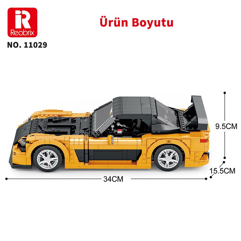 Reobrix Technic 11029 Mazda RX-7 Araba Yaratıcı Yapı Blok Seti Building Blocks - 1482 Parça