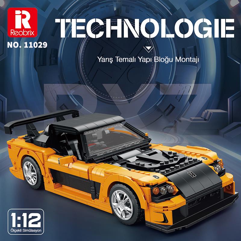 Reobrix Technic 11029 Mazda RX-7 Araba Yaratıcı Yapı Blok Seti Building Blocks - 1482 Parça