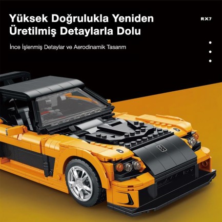 Reobrix Technic 11029 Mazda RX-7 Araba Yaratıcı Yapı Blok Seti Building Blocks - 1482 Parça - Thumbnail