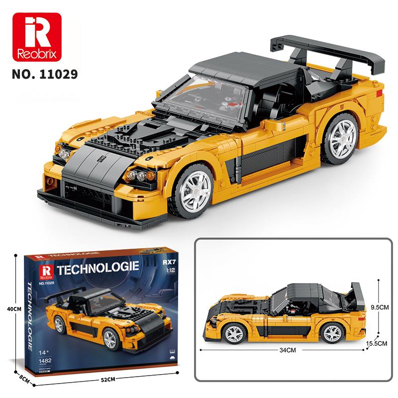 Reobrix Technic 11029 Mazda RX-7 Araba Yaratıcı Yapı Blok Seti Building Blocks - 1482 Parça