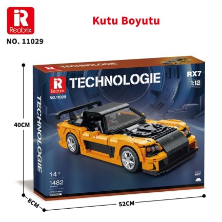 Reobrix Technic 11029 Mazda RX-7 Araba Yaratıcı Yapı Blok Seti Building Blocks - 1482 Parça - Thumbnail