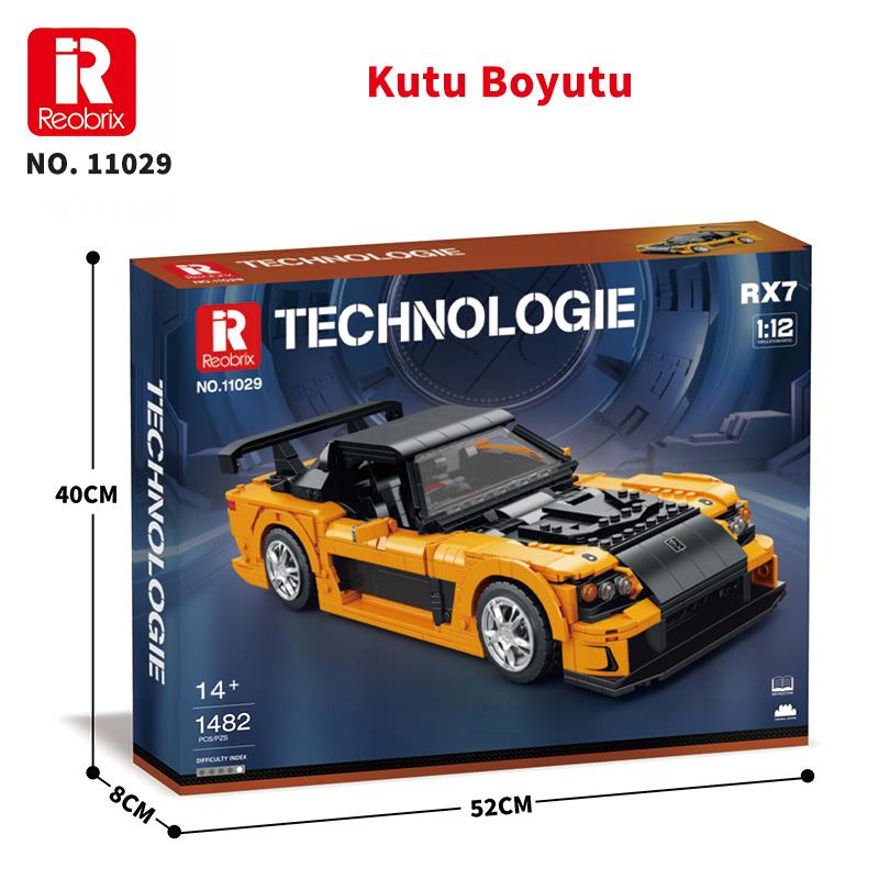 Reobrix Technic 11029 Mazda RX-7 Araba Yaratıcı Yapı Blok Seti Building Blocks - 1482 Parça