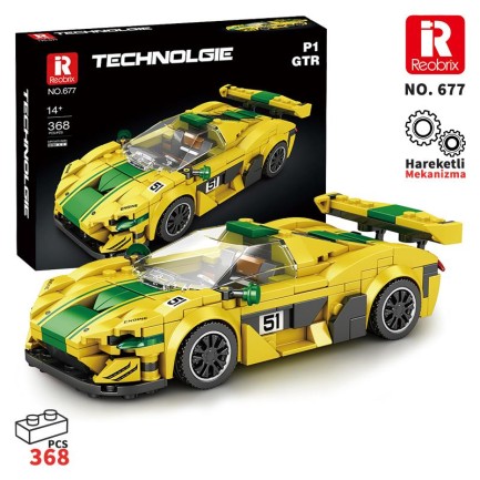 Reobrix - Reobrix Technic 677 McLaren P1 GTR Spor Araba Yaratıcı Yapı Blok Seti Building Blocks - 351 Parça