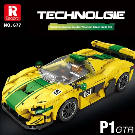Reobrix Technic 677 McLaren P1 GTR Spor Araba Yaratıcı Yapı Blok Seti Building Blocks - 351 Parça - Thumbnail