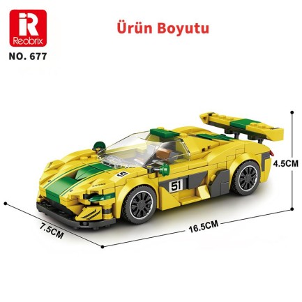 Reobrix Technic 677 McLaren P1 GTR Spor Araba Yaratıcı Yapı Blok Seti Building Blocks - 351 Parça - Thumbnail