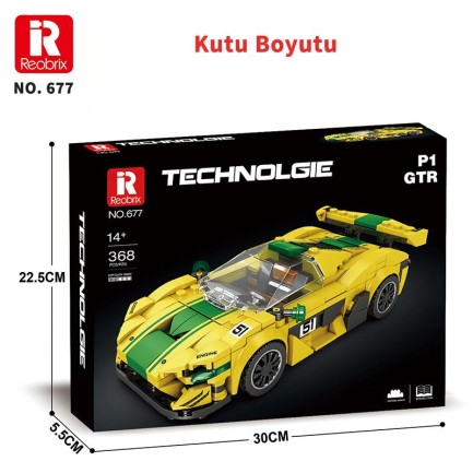 Reobrix Technic 677 McLaren P1 GTR Spor Araba Yaratıcı Yapı Blok Seti Building Blocks - 351 Parça - Thumbnail