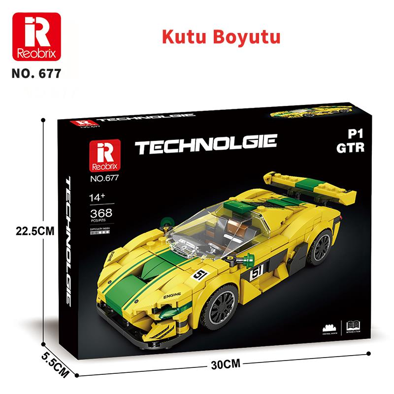 Reobrix Technic 677 McLaren P1 GTR Spor Araba Yaratıcı Yapı Blok Seti Building Blocks - 351 Parça